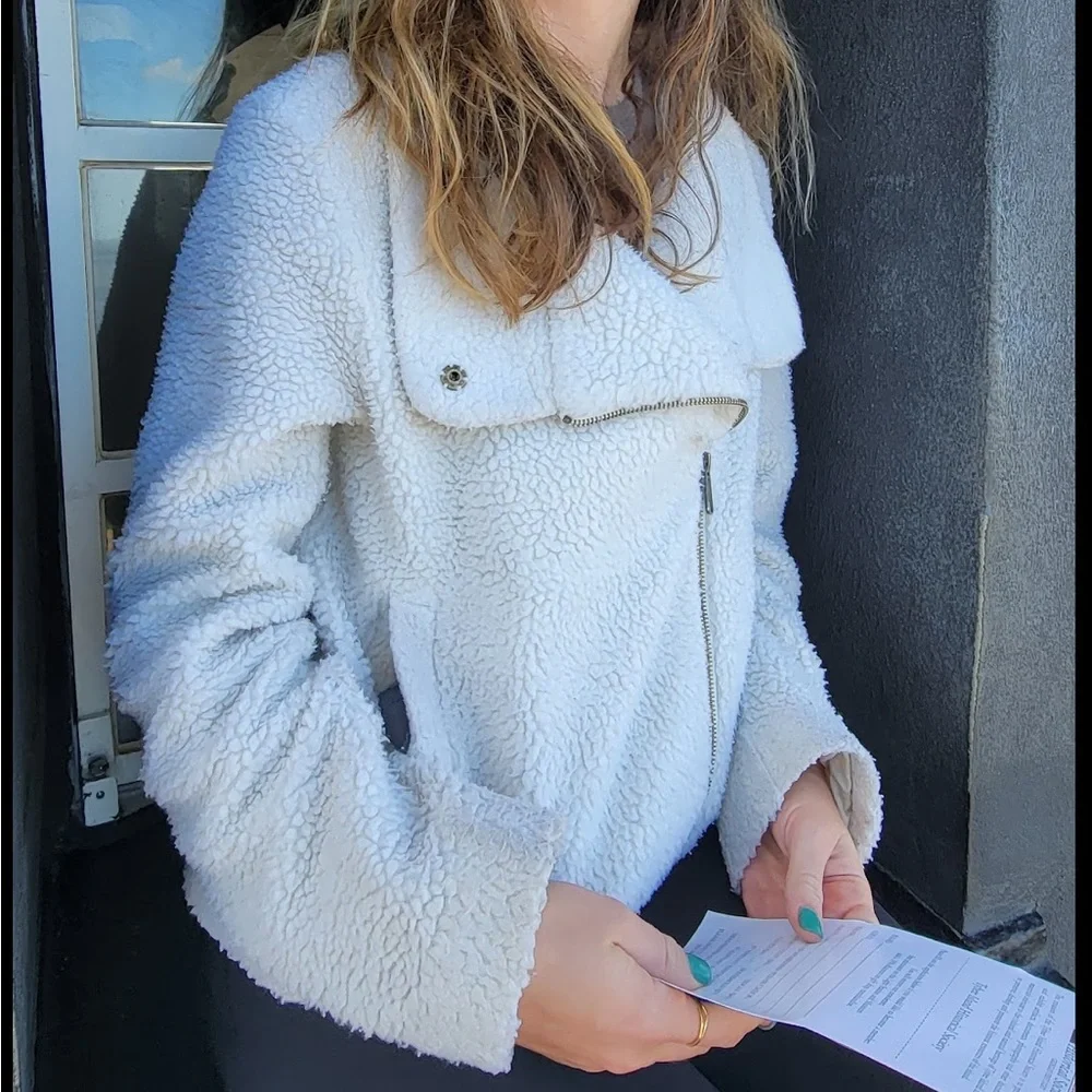 LOFT Cream Teddy Jacket - Picture 1 of 3